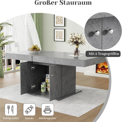 Ausziehbarer Esstisch Grau 140/180 cm mit Ablage