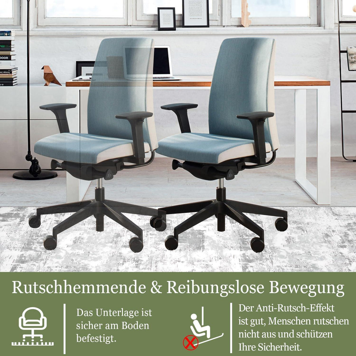 Bürostuhl Unterlage 90x150cm Gaming Stuhlmatte Grau rutschfest