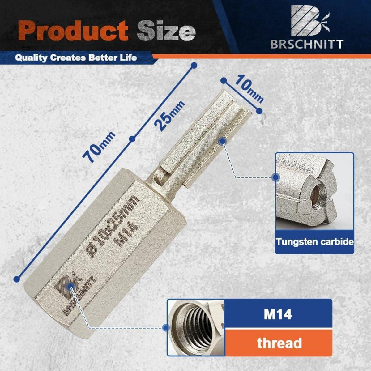 Hartmetall Fugenfräser 10x25mm mit M14 Gewinde für Winkelschleifer