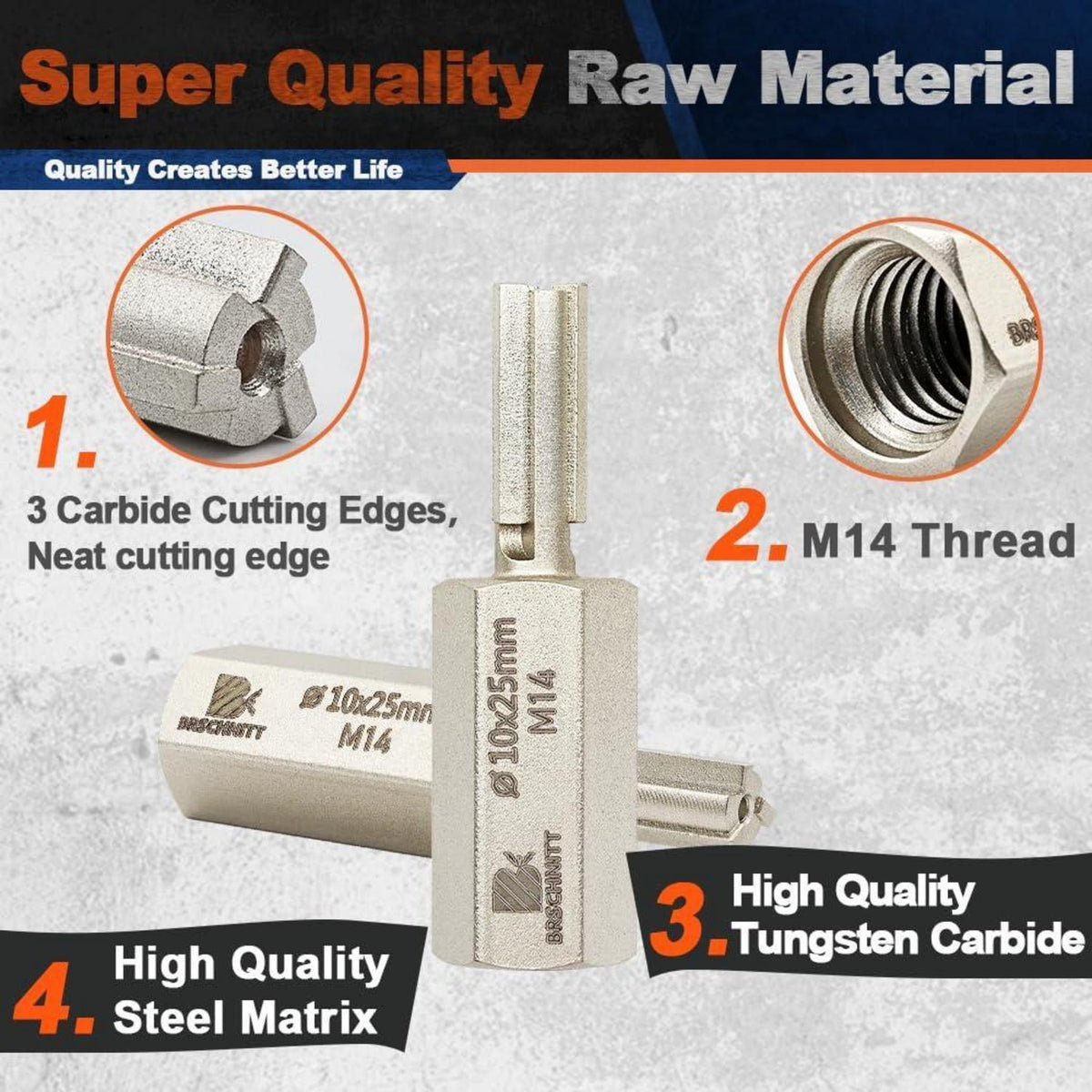 Hartmetall Fugenfräser 10x25mm mit M14 Gewinde für Winkelschleifer