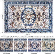 Großer Vintage Blauer Oriental Teppich 160x230cm Rutschfest