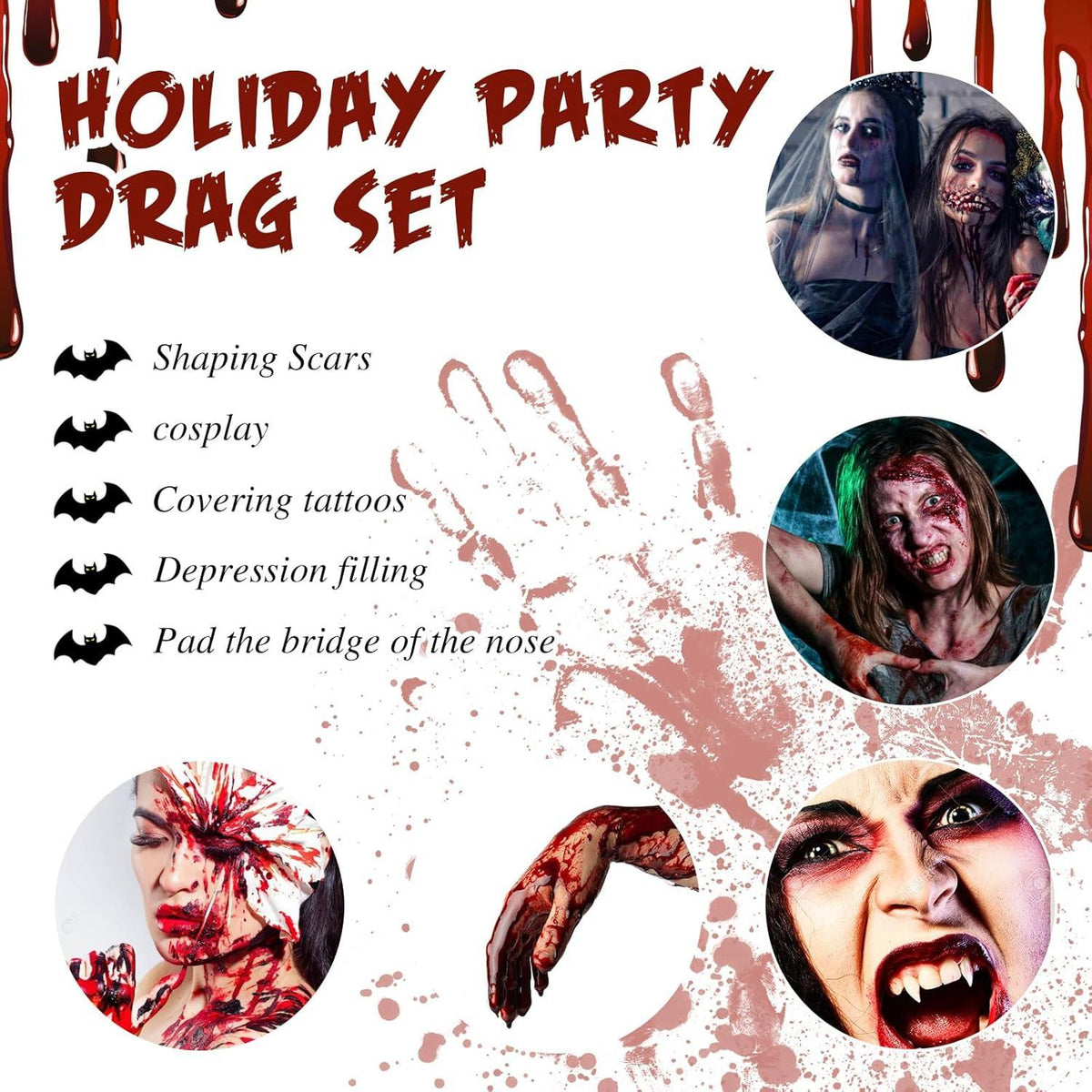 Halloween Schminke Set Weiß Grün Rot SFX Kunstblut Kit