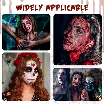 Halloween Spezialeffekt Make-up Set Weiß Grün Rot SFX Schminke Kit Kunstblut