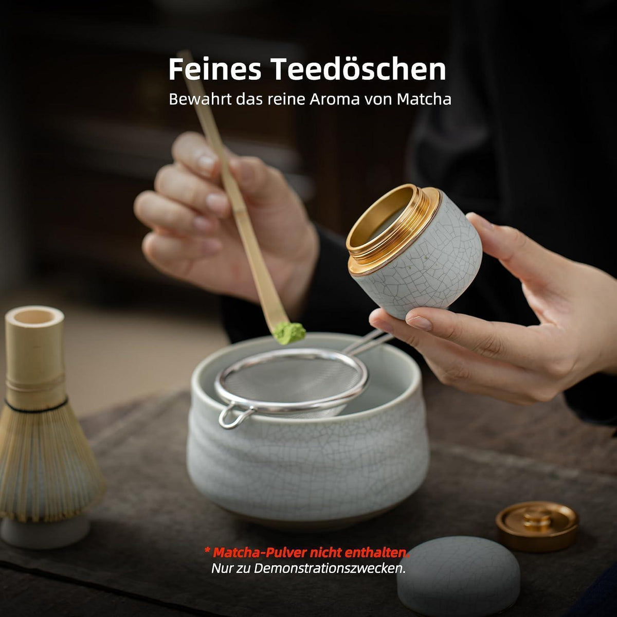 Tragbarer Matcha-Tee-Kanister | 2,8 oz | Keramik & Aluminium
