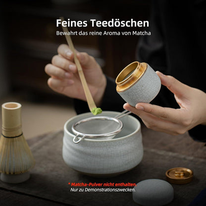 Tragbarer Matcha-Tee-Kanister | 2,8 oz | Keramik & Aluminium