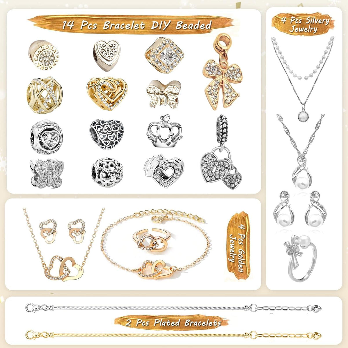 Adventskalender Mädchen Schmuck 2024 DIY Kit Weihnachts Geschenk