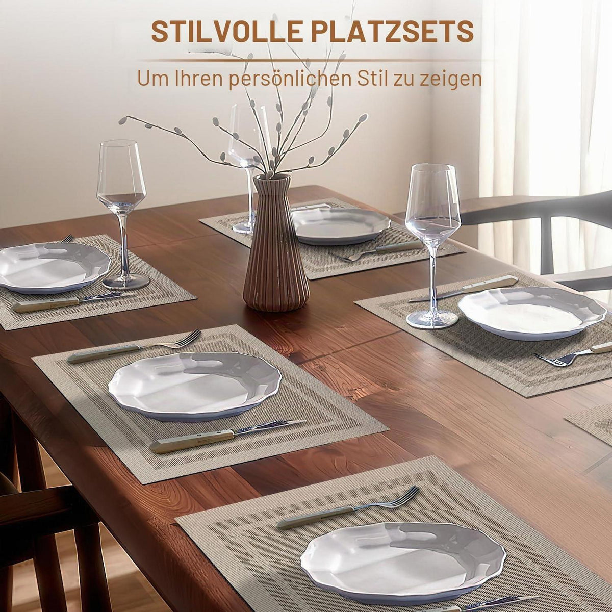 Abwaschbare Platzsets 8er Set – Beige Vinyl Tischsets