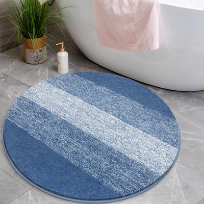 Badematte Blau Rund 90 cm rutschfest Saugfähig Waschbar