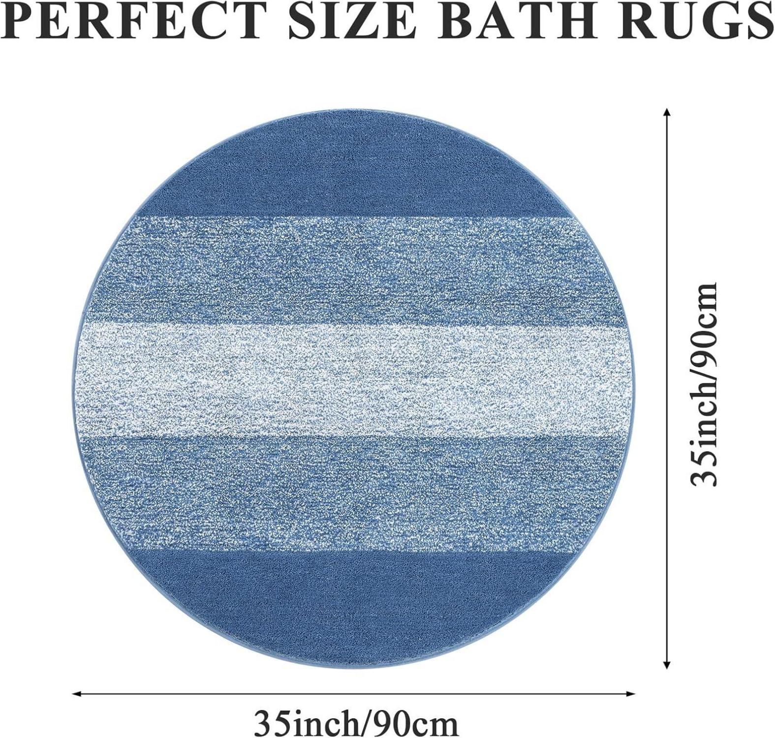 Enyhom Rund Badematte Blau 90 cm - Rutschfest Waschbar