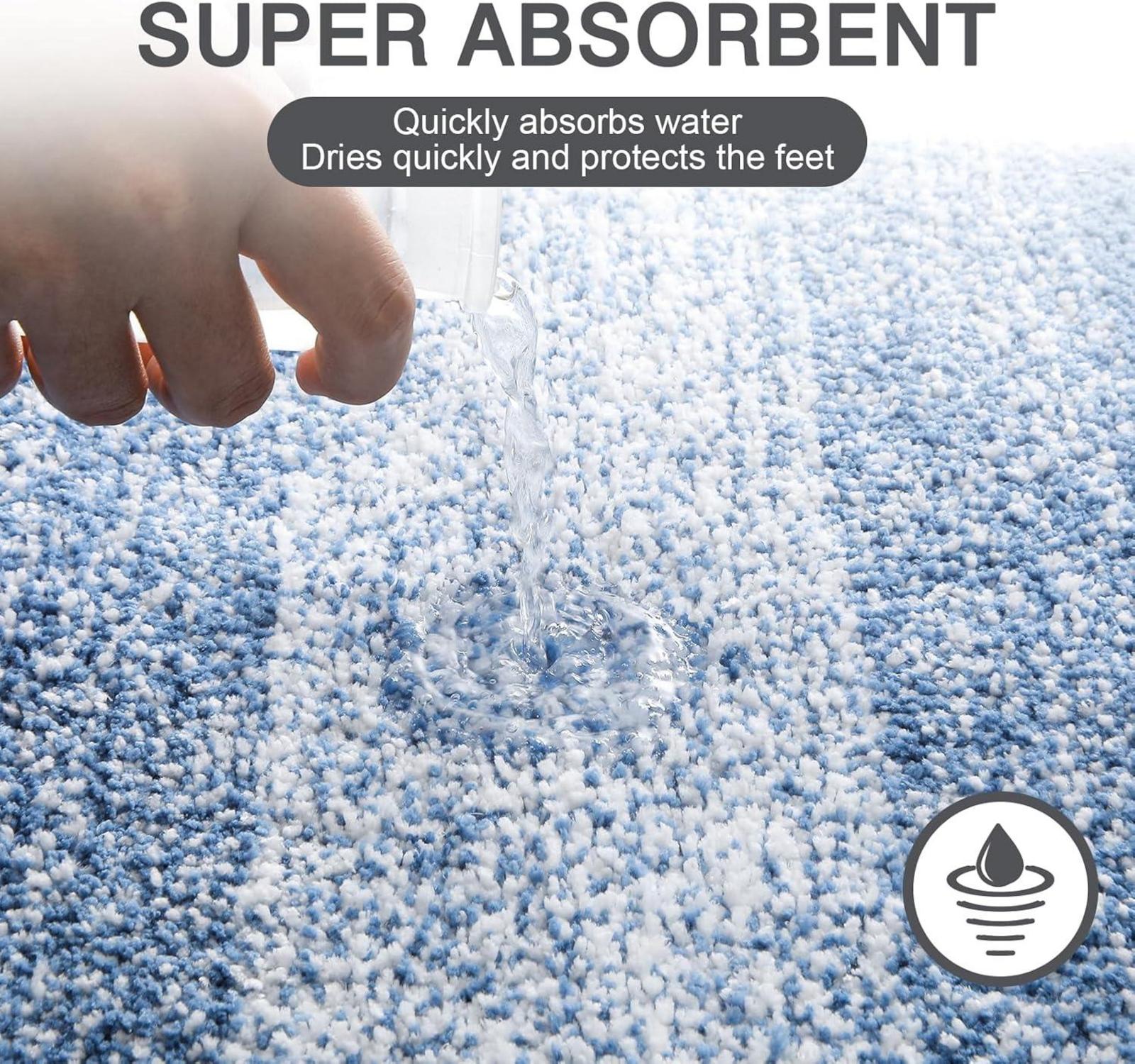 Runde Badematte 90cm Blau rutschfest Waschbar Saugfähig Weich