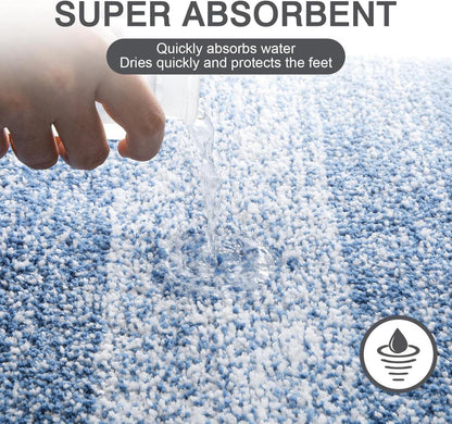 Runde Badematte 90cm Blau rutschfest Waschbar Saugfähig Weich