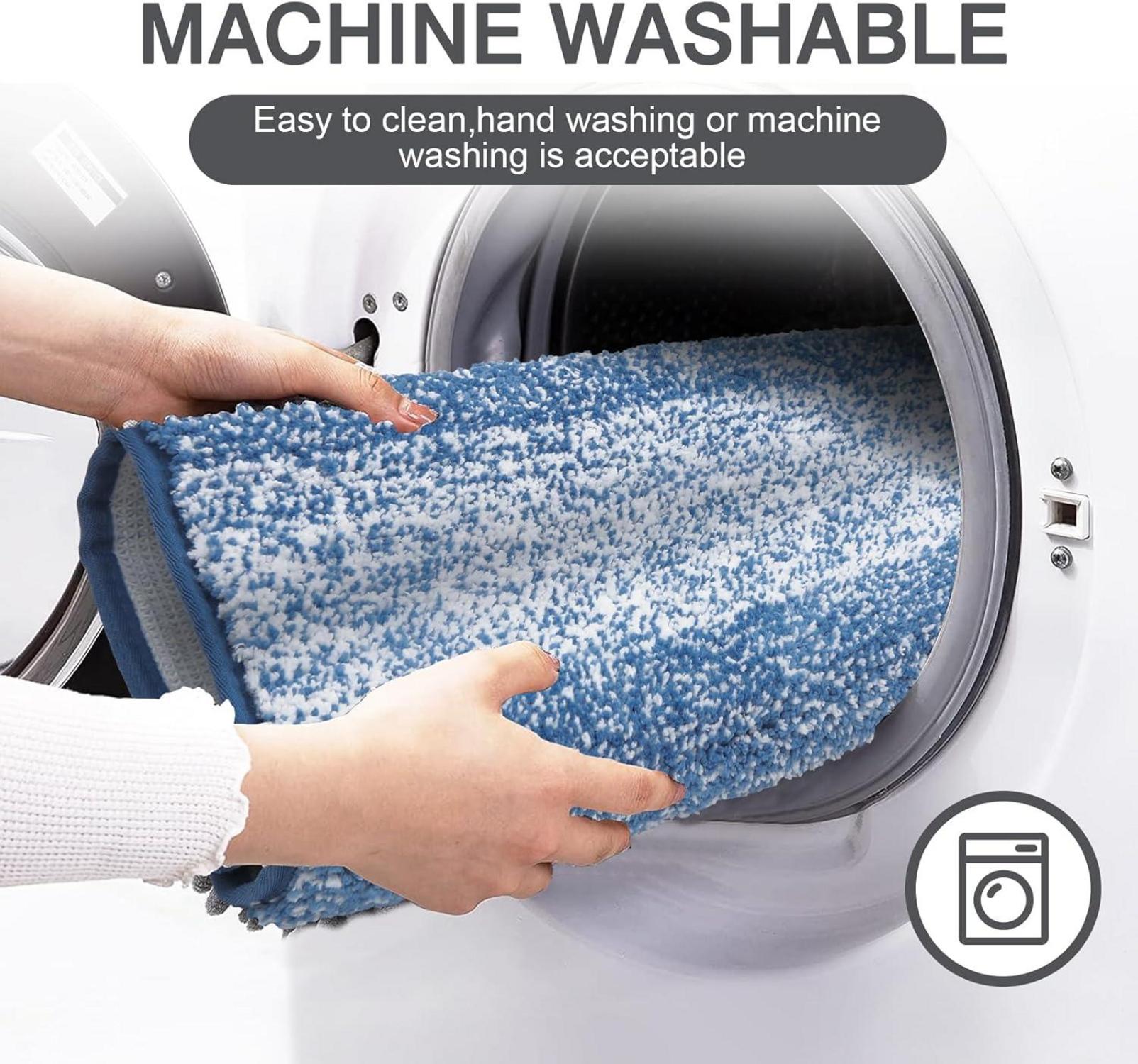 Runde Badematte Blau 90 cm - Rutschfest & Waschbar - Saugfähiger Badteppich