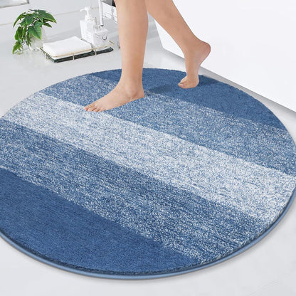 Enyhom Rund Badematte Blau 90cm - Rutschfest Waschbar Saugfähig Weich