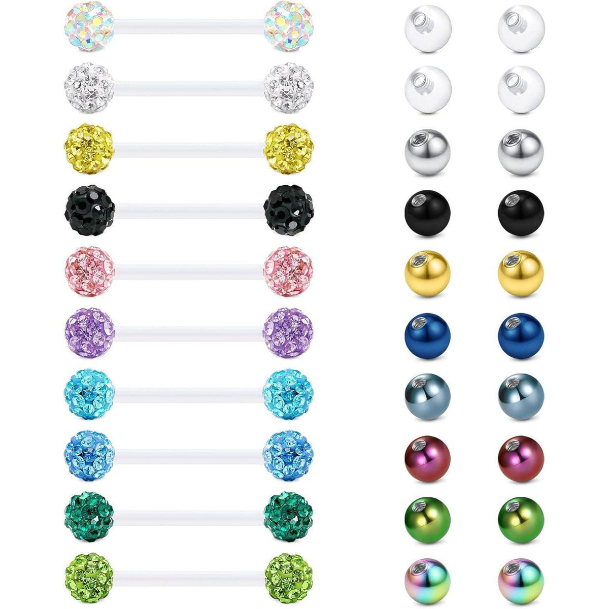 Klarer Bioflex Zungenpiercing Barbell 1,6x16mm | 12-38mm