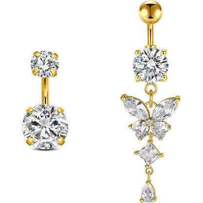 Bauchnabelpiercing Schmetterling Gold/Silber Chirurgenstahl 6-14mm
