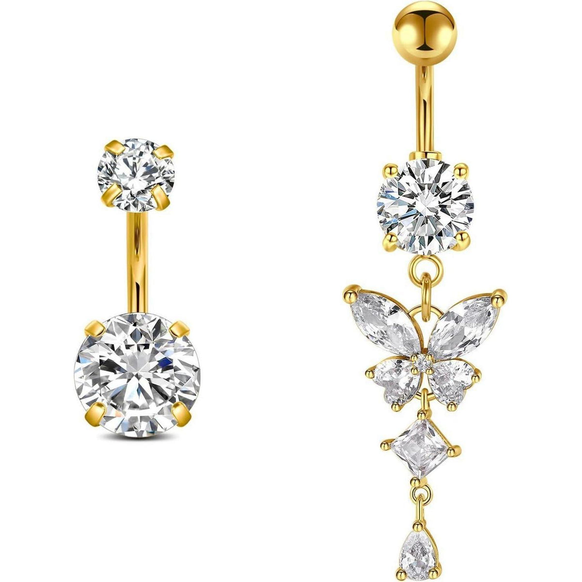 Bauchnabelpiercing Schmetterling Chirurgenstahl Gold Silber 8mm