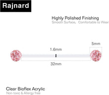 Zungenpiercing Kunststoff Klar Bioflex 12-38mm Rajnard