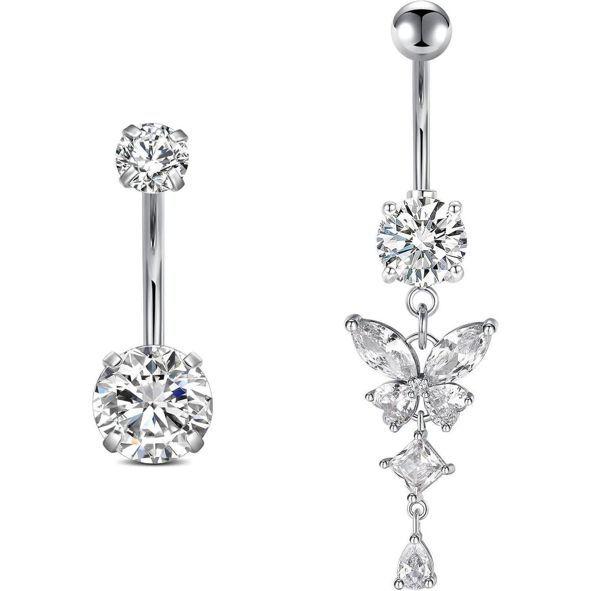 Bauchnabelpiercing Schmetterling Chirurgenstahl Silber 12mm