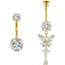 Bauchnabelpiercing Schmetterling Gold Silber Chirurgenstahl 12mm