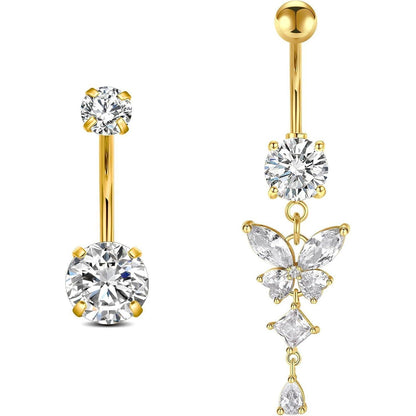 Bauchnabelpiercing Schmetterling Gold Silber Chirurgenstahl 12mm