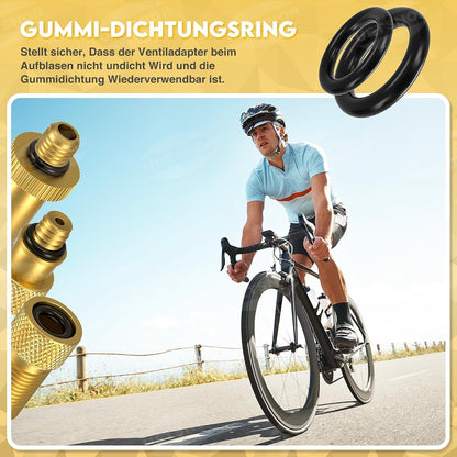 Fahrradventil Adapter Set SV DV AV Autoventil Ball Luftpumpe
