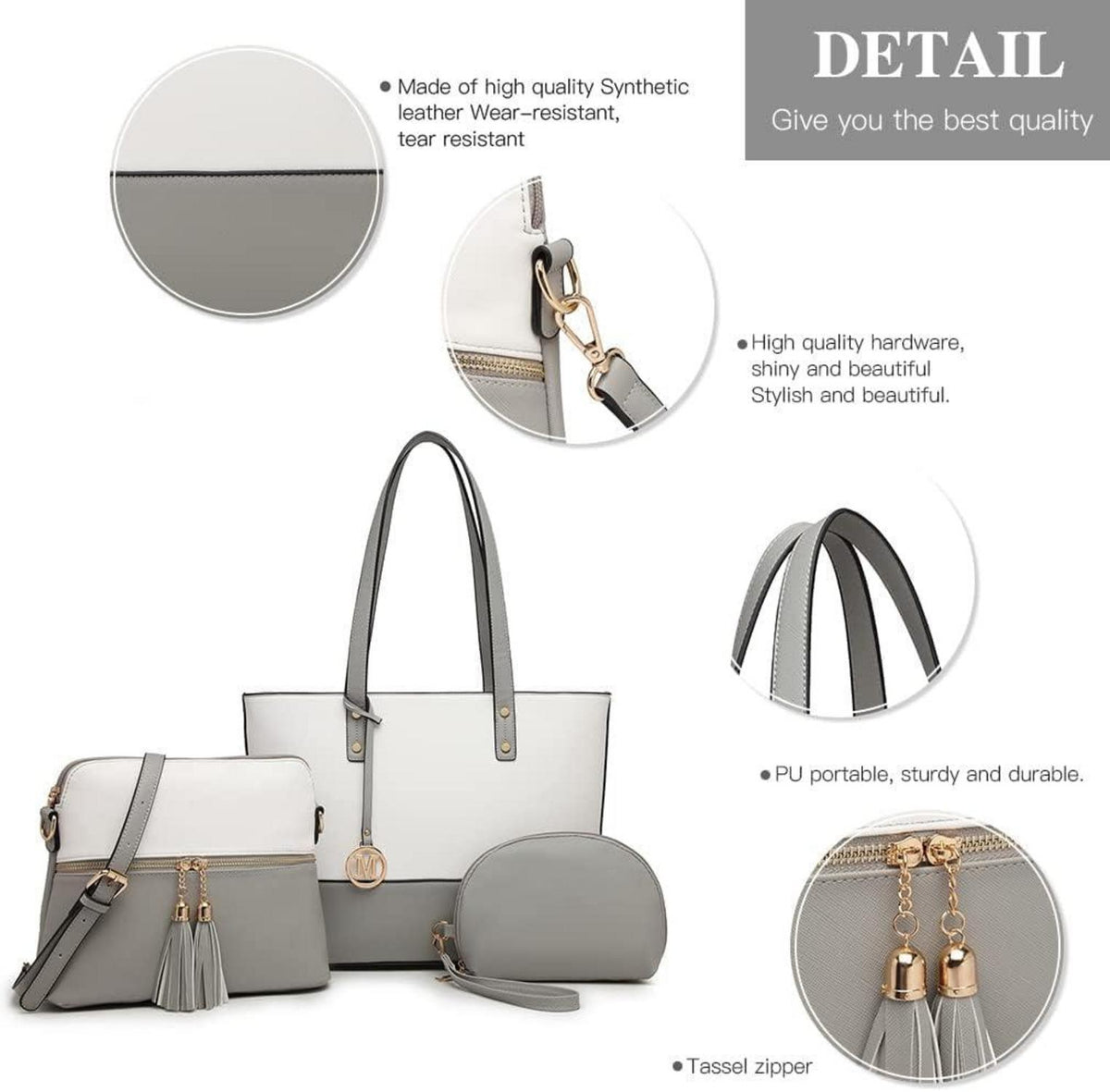 Damen Handtasche 3-Stück-Set große Shopper Tote mit