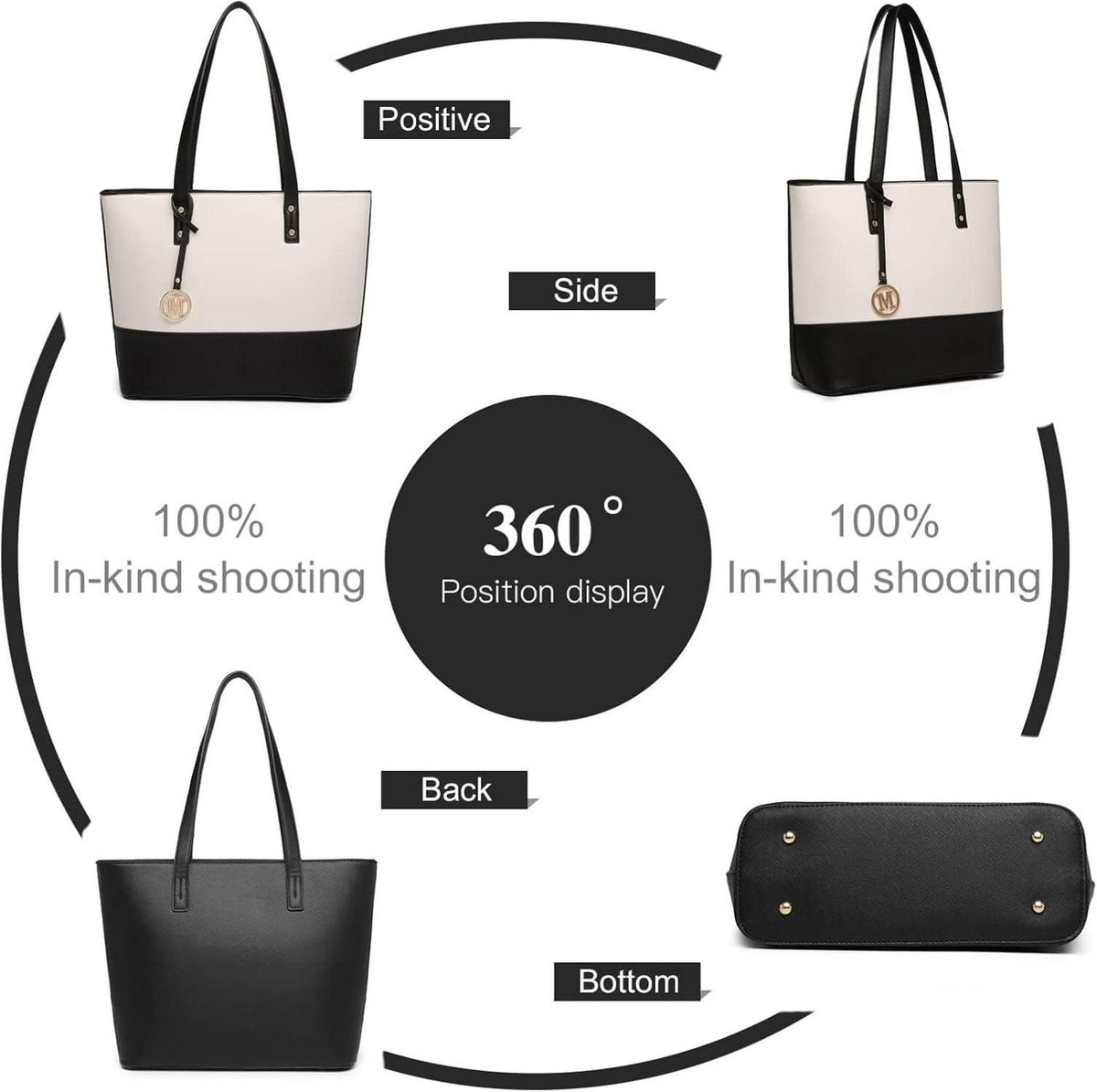 Damen Handtasche 3 Stück Sets - Große Shopper Tote Bag mit Geldbörse