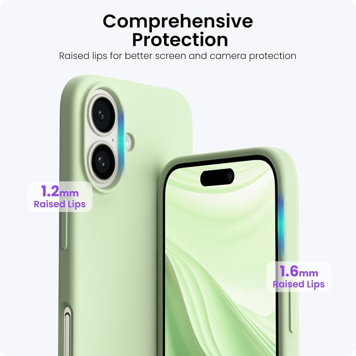 ORNARTO Silikon Hülle für iPhone 16 - Stoßfeste Schutzhülle 6,1 Zoll - Kratzfeste Handyhülle - Leicht zu reinigen - Grün