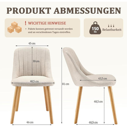 Esszimmerstühle Set Beige – 4er Pack Holzbeine & Polster
