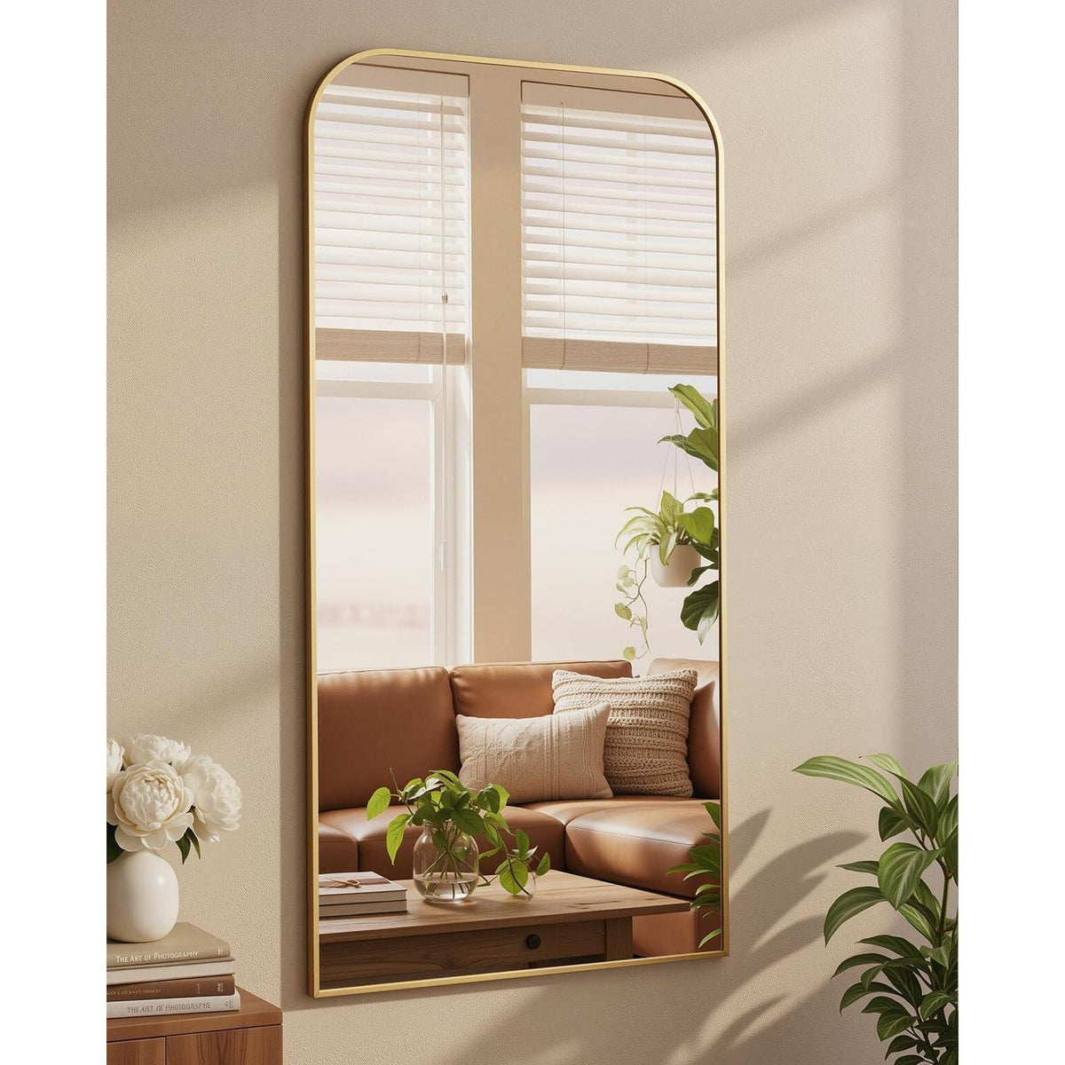 Gewölbter Ganzkörperspiegel 180x81cm – Freistehend & Verstellbar
