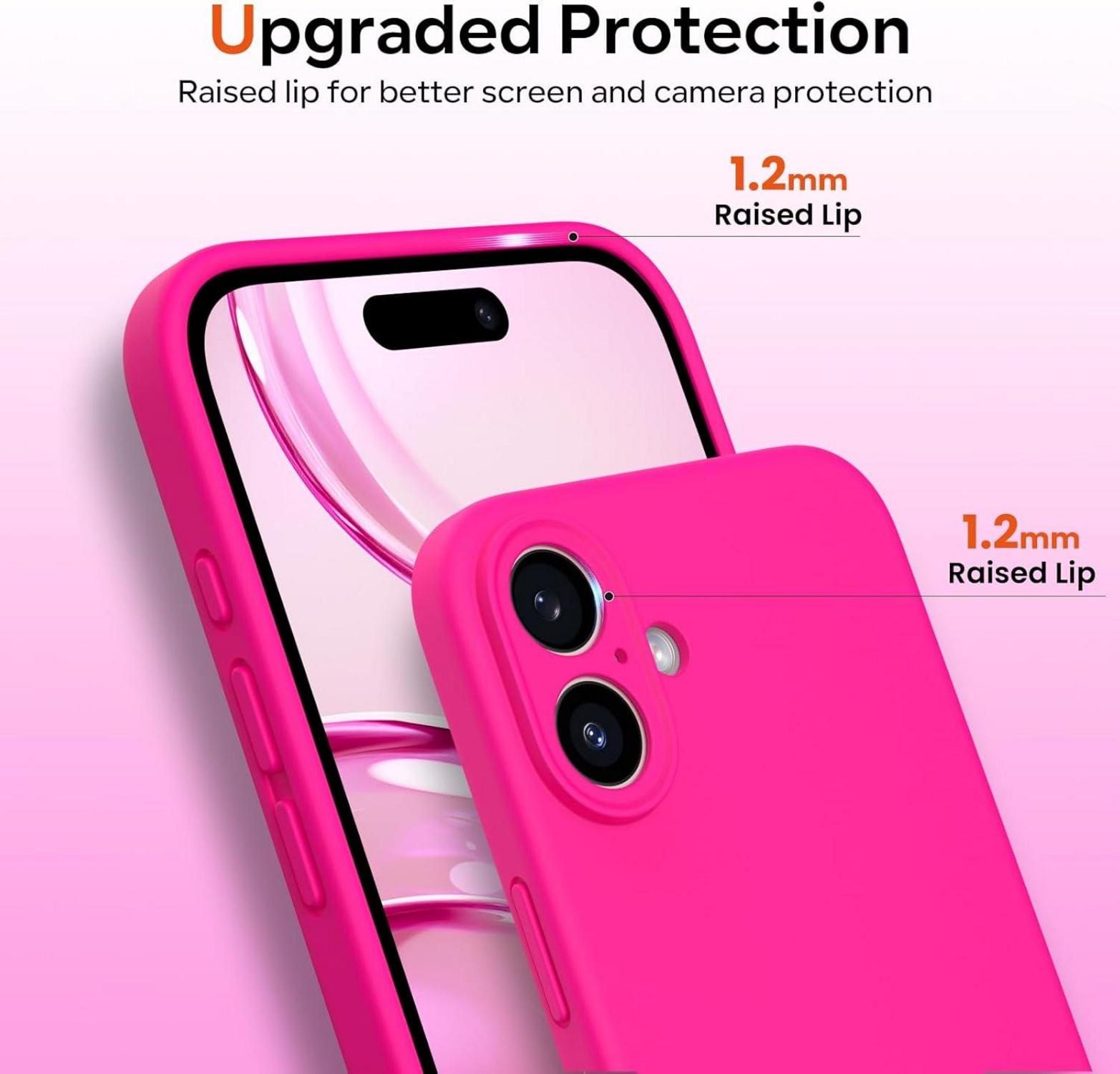 Schutzhülle iPhone 16 Hülle Silikon Kameraschutz Shockproof Case-Rose Rot