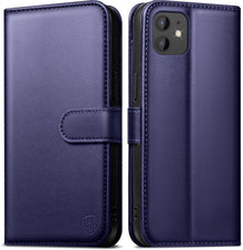 iPhone 12/12 Pro Handyhülle Leder Klapphülle mit Schutzglas