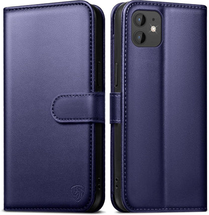 iPhone 12/12 Pro Handyhülle Leder Klapphülle mit Schutzglas