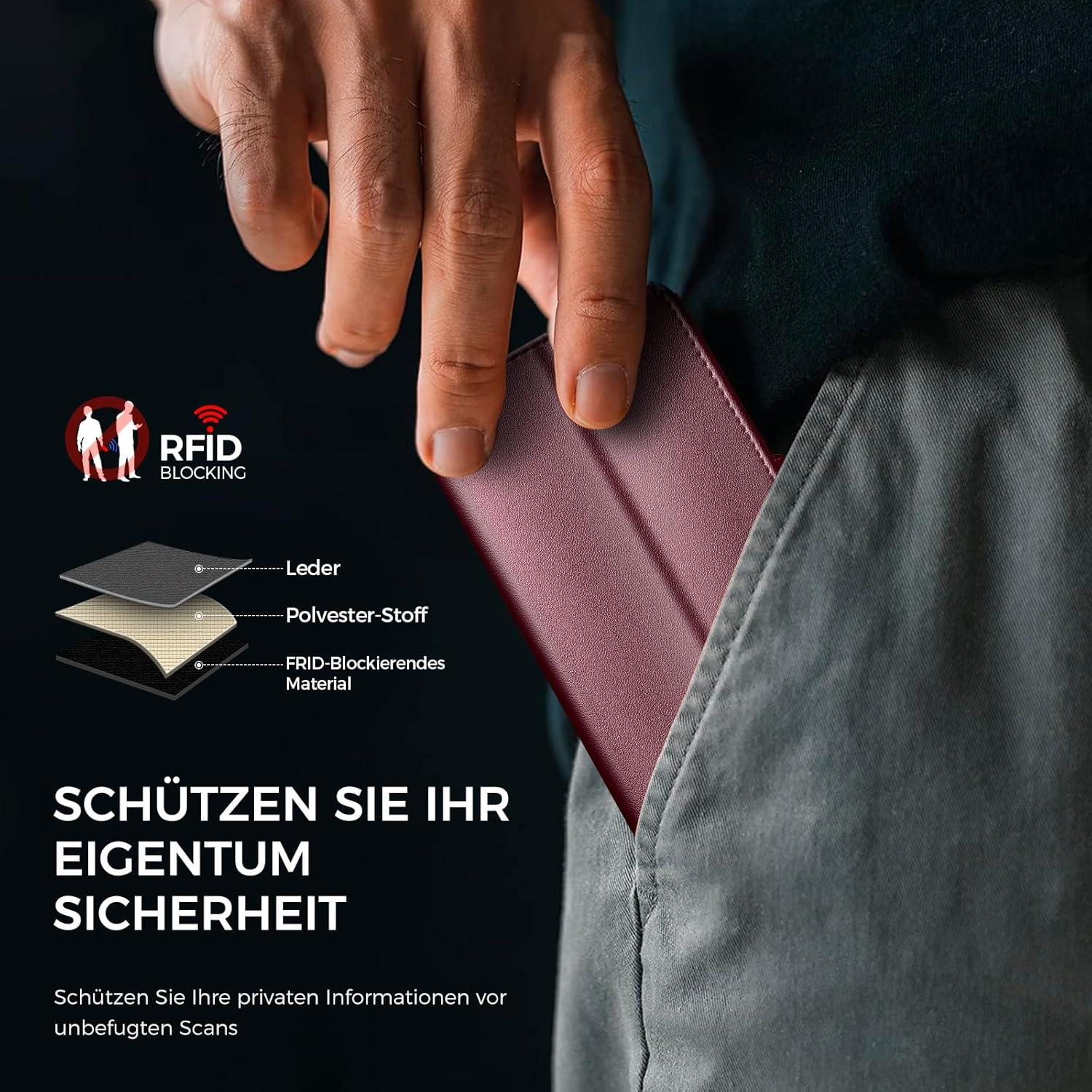 iPhone 12 Pro Handyhülle Weinrot mit Panzer Schutzglas & RFID Blocker