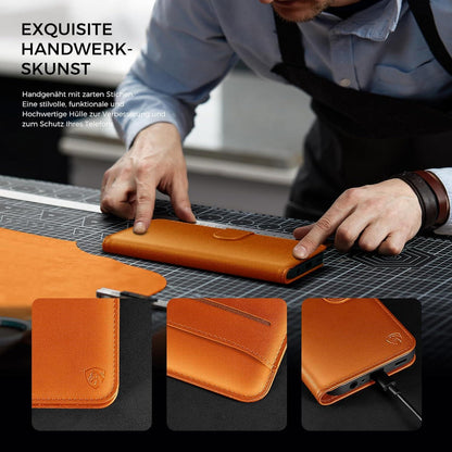 EASDNB iPhone 14 Hülle mit Panzer Schutz Glas Orange