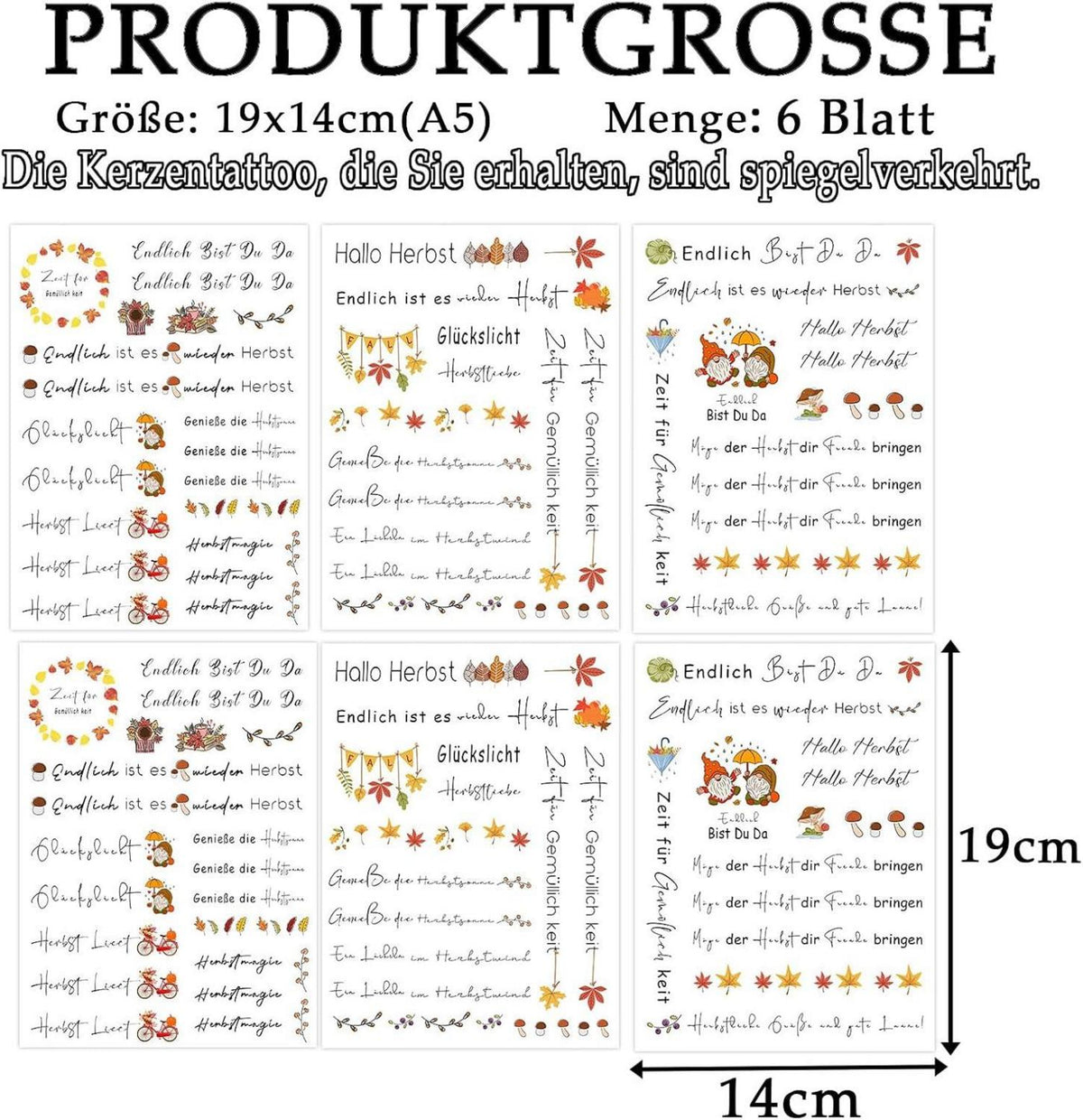Herbst Kerzentattoos Herbst Dekoration für Kinder Basteln
