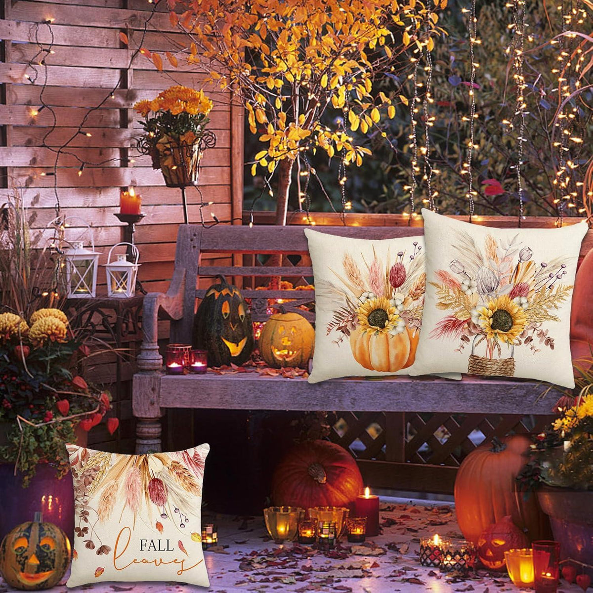 Herbstdeko Kissenbezug 45x45cm Thanksgiving Kürbis Muster Sofa Bett