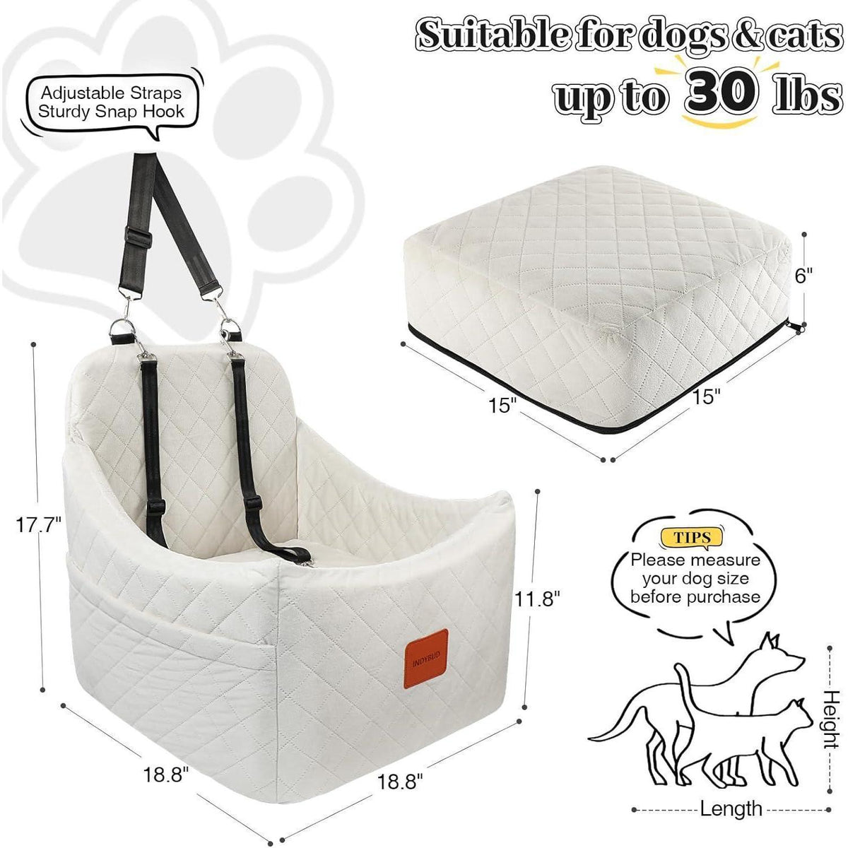 Hunde Autositz weiß mittel – Waschbar & Sicher