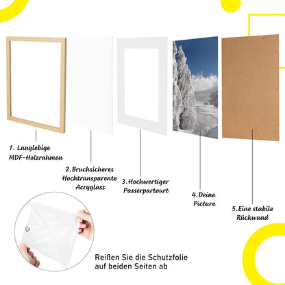 Bilderrahmen Set 50x70 cm MDF Acrylglas Holzoptik Display