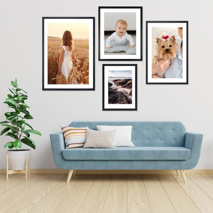 Bilderrahmen Set Schwarz 40x50cm Acrylglas MDF Fotorahmen 3er