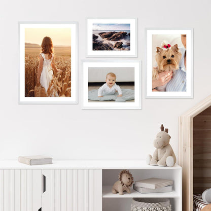 3er Set Bilderrahmen 40x60 cm MDF Acrylglas weiß Holzbilderrahmen