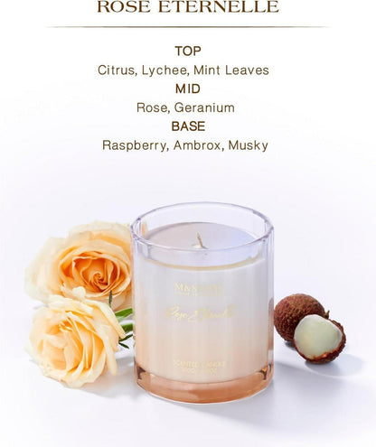 M&SENSE Rose Duftkerze 300g | Natürliche Wachskerze 60