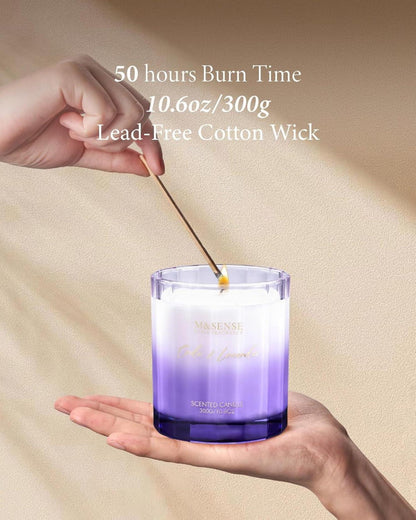 M&SENSE Lavendel Aromatherapiekerze 300g, 60 Std. Brenndauer