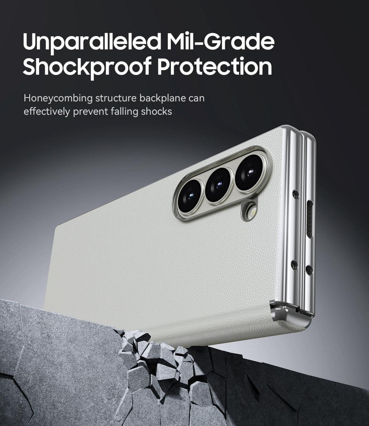 JUESHITUO Samsung Galaxy Z Fold 6 Hülle Weiß Magnetisch Metallisch Leder