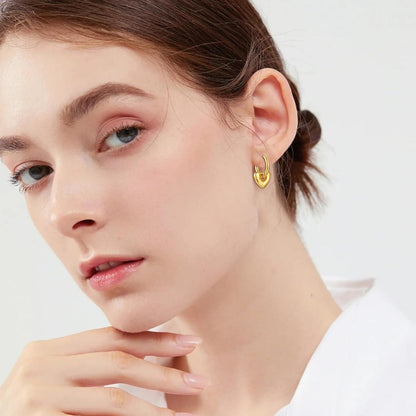 Sterling Silber 925 Ohrringe Mädchen Gold Herz Creolen Damen