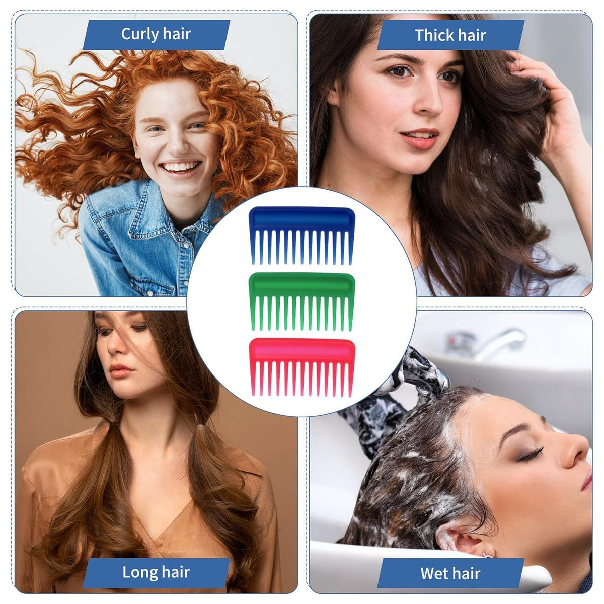 Lockenkamm Set Breite Zähne Afro Haarkamm 3er Pack