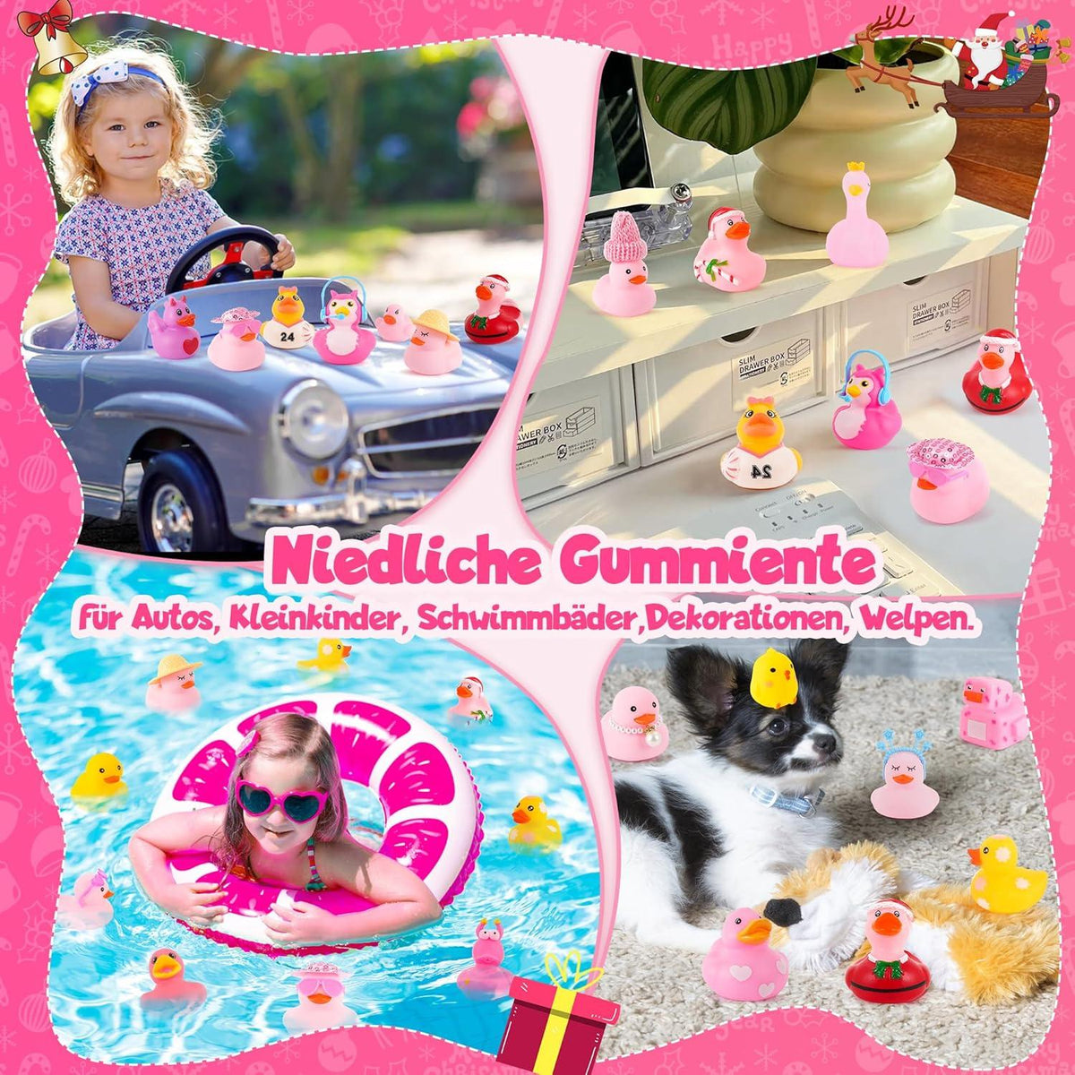 Adventskalender 2024 Ente Rosa Badespielzeug Kinder Mädchen Weihnachtskalender