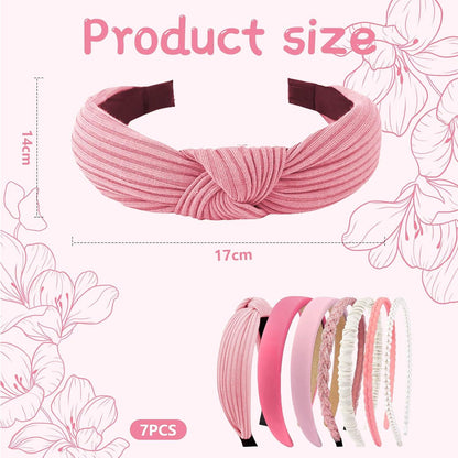 7er Set Perlen Stirnbänder Haarreifen Mädchen Damen Rosa