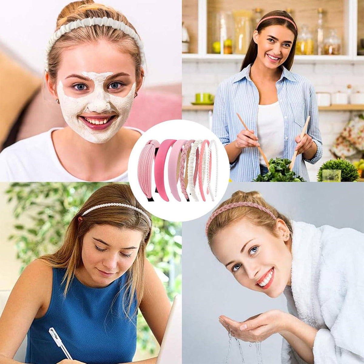 7er Set Haarreifen Damen verschiedene Modelle Perlen Stirnbänder Haarbänder