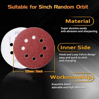 Schleifscheiben 125mm Klett 8 Loch 100er Set 120er Körnung